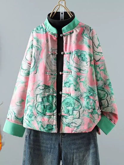 Vintage-Steppmantel im chinesischen Stil mit Stickerei und Froschknöpfen