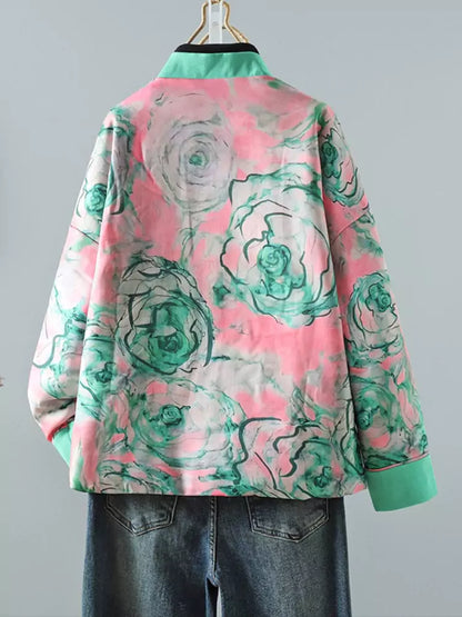 Vintage-Steppmantel im chinesischen Stil mit Stickerei und Froschknöpfen