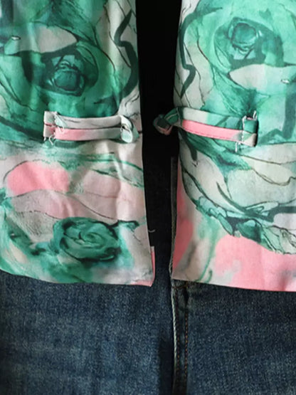 Vintage-Steppmantel im chinesischen Stil mit Stickerei und Froschknöpfen