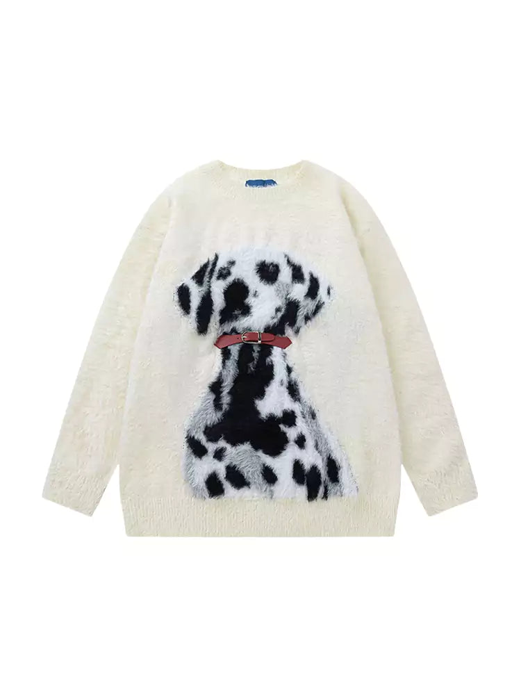 Vintage College Style Dalmatian Knit Sweater