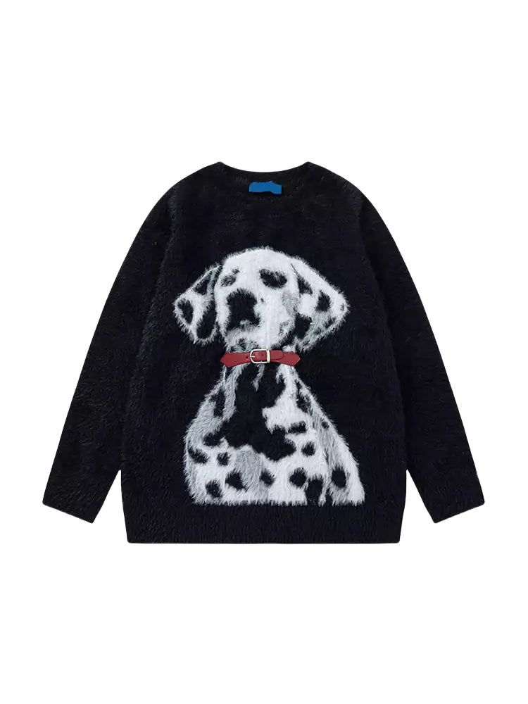 Vintage College Style Dalmatian Knit Sweater