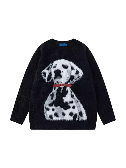 Suéter de punto dálmata estilo universitario vintage