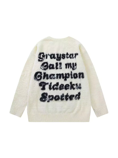 Suéter de punto dálmata estilo universitario vintage