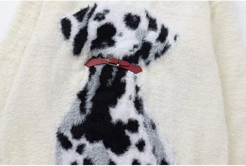 Vintage College Style Dalmatian Knit Sweater
