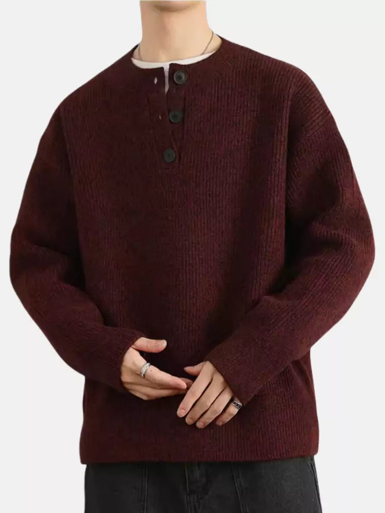Vintage Cozy V-neck Sweater for Men