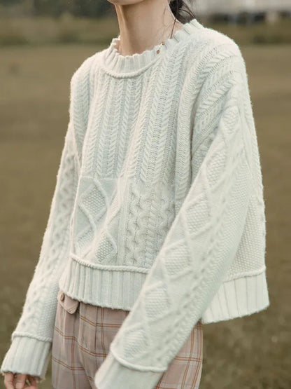 Vintage Crew Neck Cable Knit Sweater