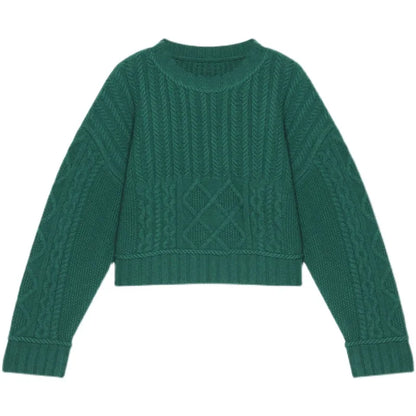 Vintage Crew Neck Cable Knit Sweater