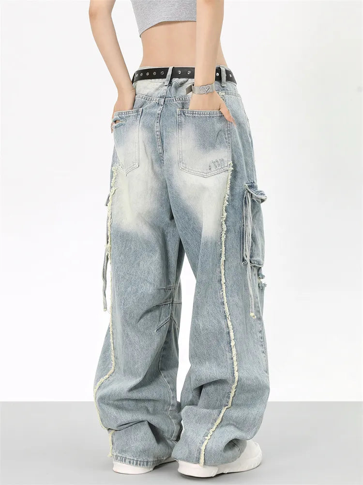 Vintage Distressed Baggy Cargo Jeans