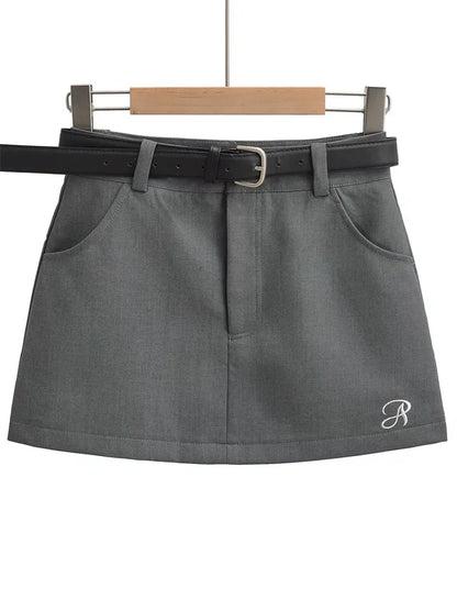 Vintage-Minirock mit Stickerei und hohem Bund