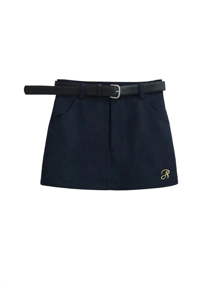 Vintage-Minirock mit Stickerei und hohem Bund