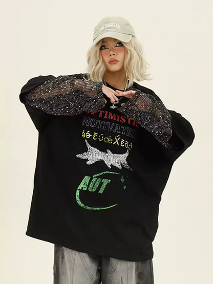 Vintage Fake Two Piece Letter Print T-shirt