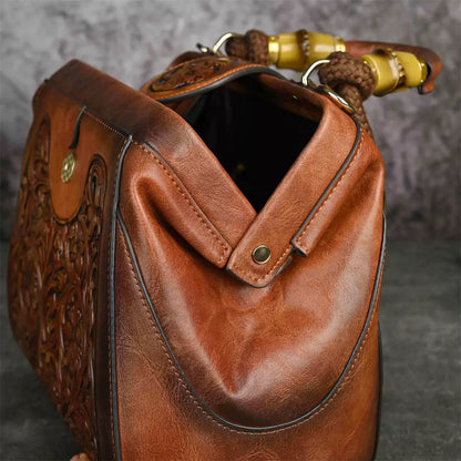 Vintage Damenhandtasche mit floralem Prägemuster, großes Fassungsvermögen, Umhängetasche &amp; Schultertasche 