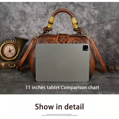 Vintage Damenhandtasche mit floralem Prägemuster, großes Fassungsvermögen, Umhängetasche &amp; Schultertasche 