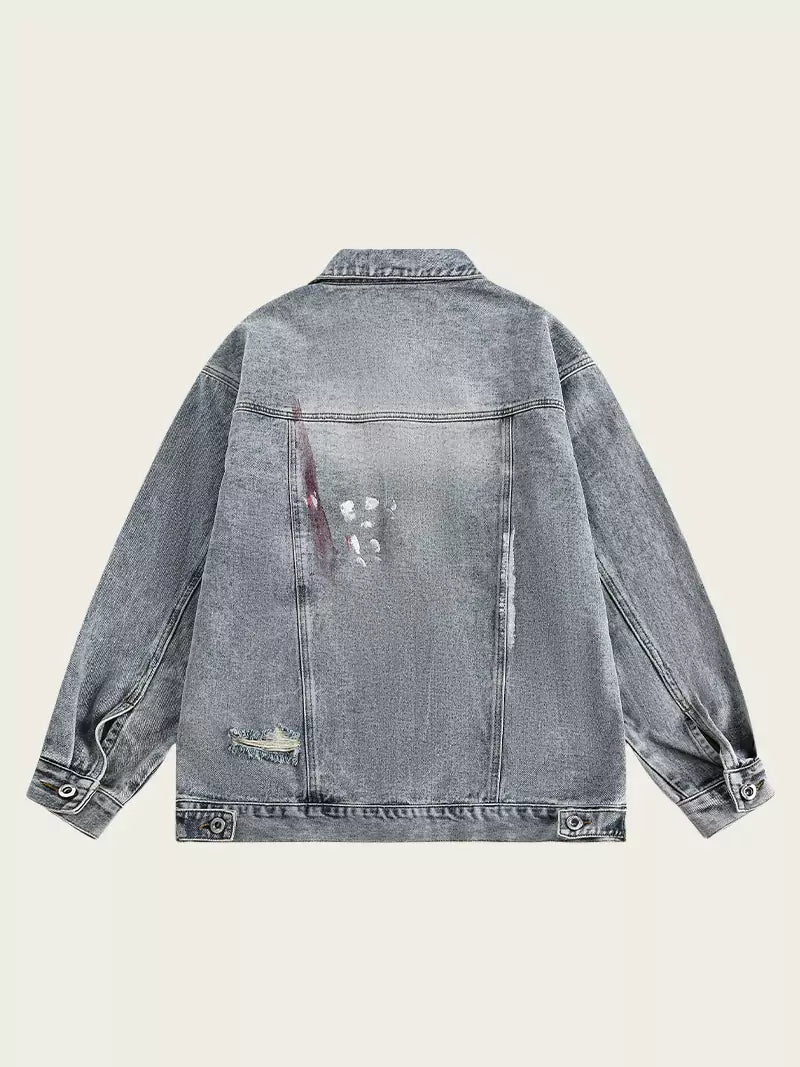Vintage Graffiti Distressed Denim Jacket