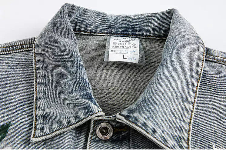Vintage Graffiti Distressed Denim Jacket