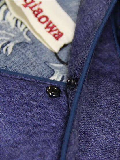 Vintage Irregular V-Neck Mid-Sleeves Printed Loose Shirt Top