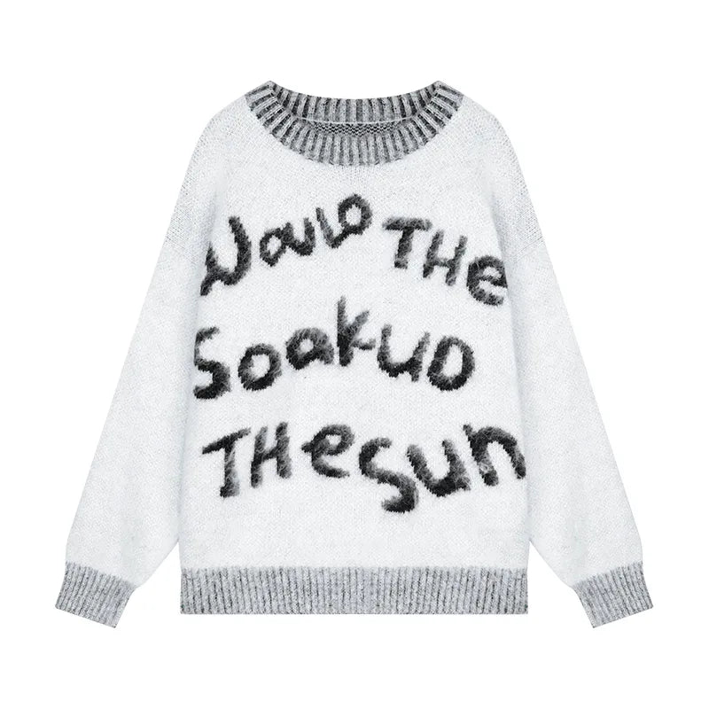 Vintage Jacquard Letter Pullover Sweater