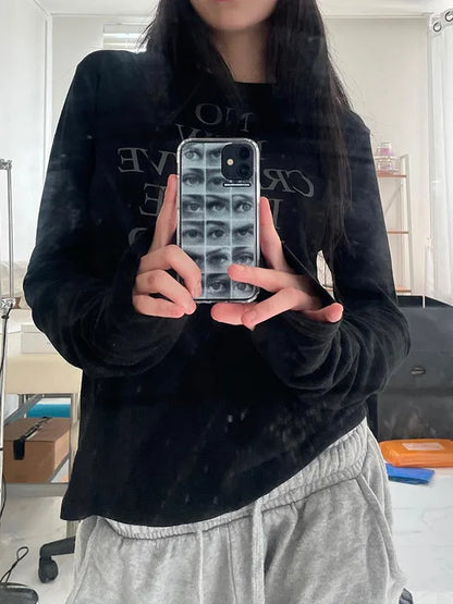 Langarmshirt mit Vintage-Buchstabenprint