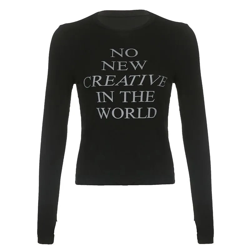 Vintage Letter Printed Long Sleeve Top