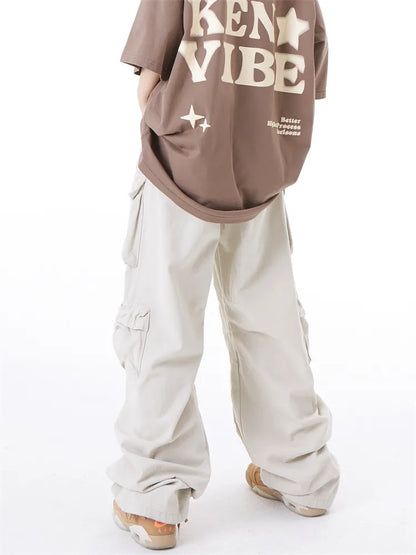 Pantalones holgados vintage con múltiples bolsillos