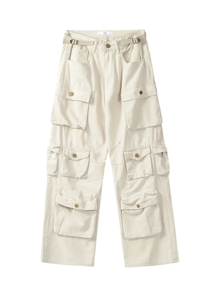 Pantalones holgados vintage con múltiples bolsillos