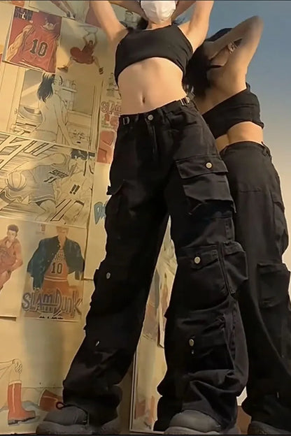 Vintage Multi Pocket High Waist Cargo Pants