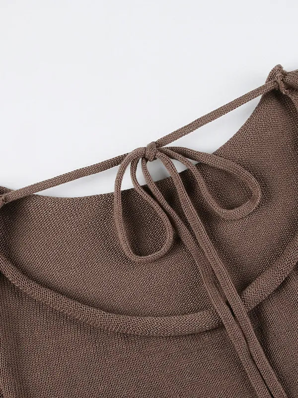 Vintage Open Back Bell Sleeve Loose Sweater