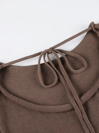 Vintage Open Back Bell Sleeve Loose Sweater