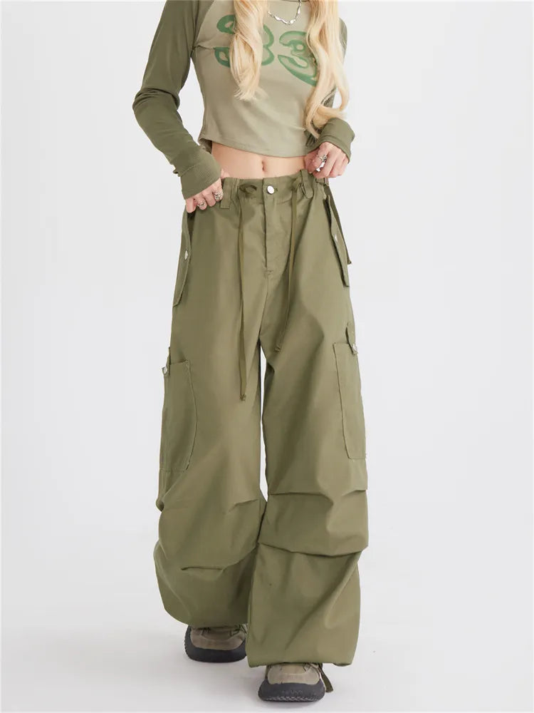 Vintage  Parachute Ruched Cargo Pants