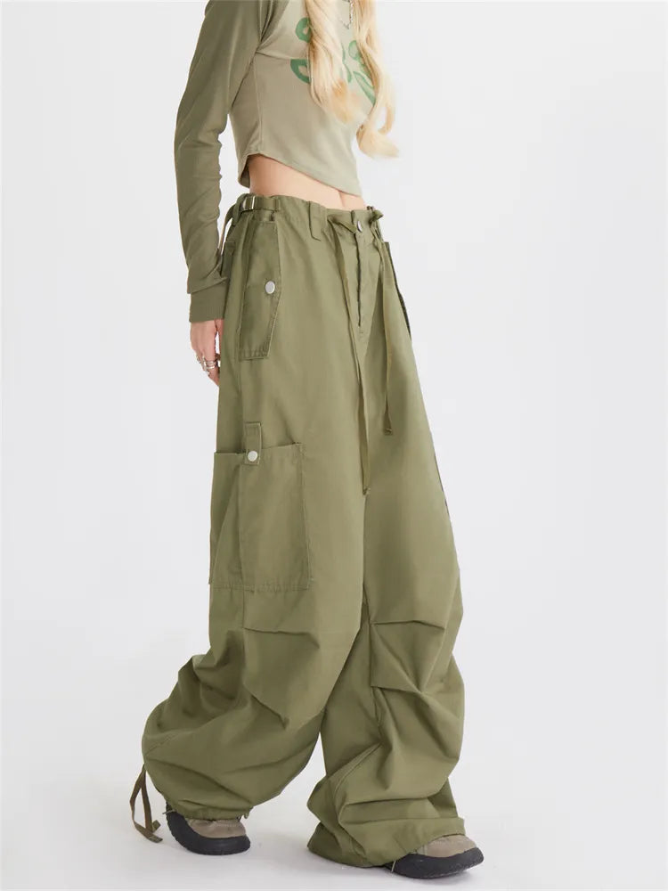 Vintage  Parachute Ruched Cargo Pants