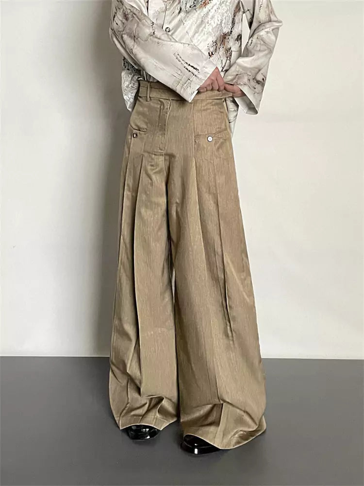 Vintage Pleated Wide Leg Casual Pants