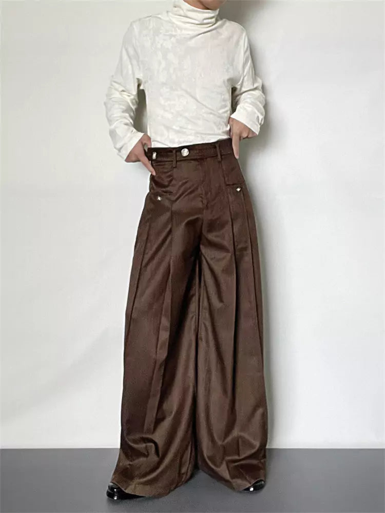 Vintage Pleated Wide Leg Casual Pants