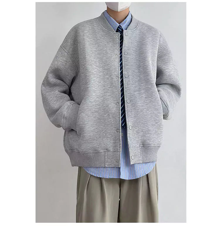 Chaqueta de béisbol vintage de corte relajado y color liso