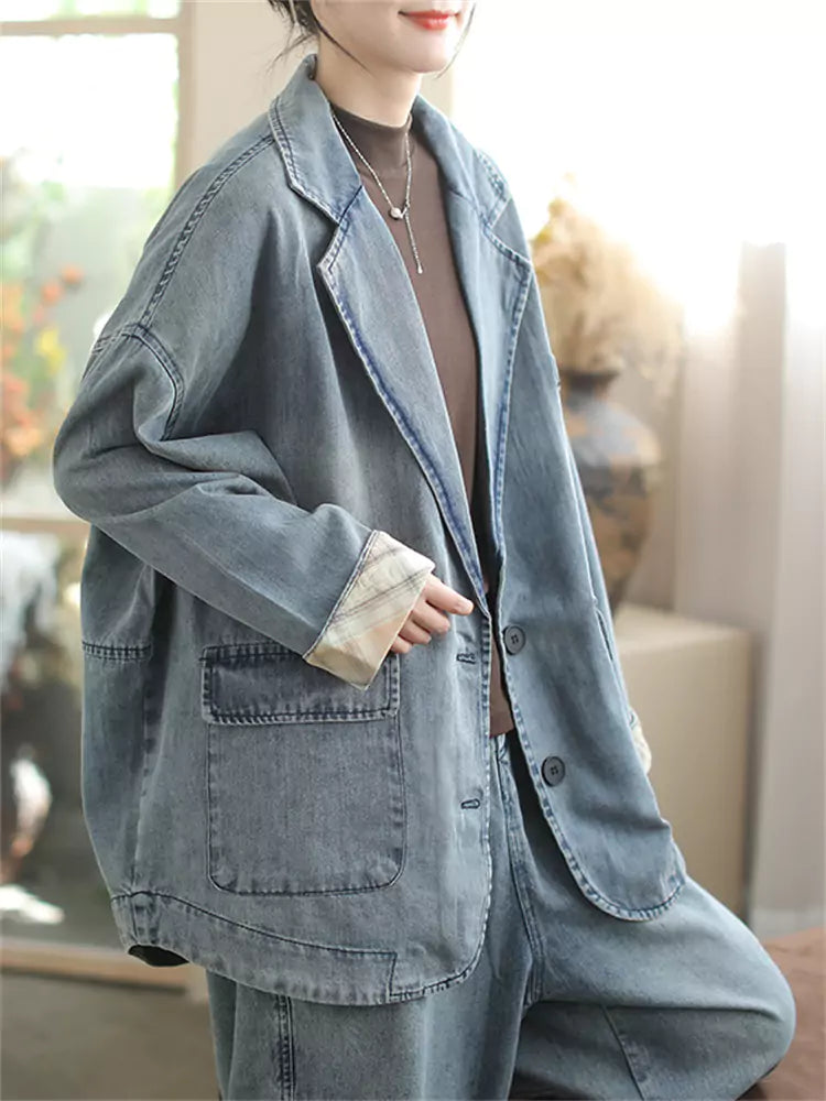 Vintage Jeansjacke im lässigen Schnitt für Damen