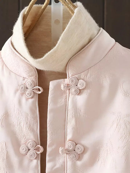 Vintage-Mantel aus rotem Satin-Jacquard im chinesischen Stil mit Stehkragen