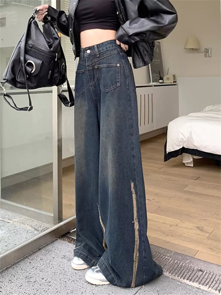 Vintage Streetwear High Waist Wide Leg Jeans