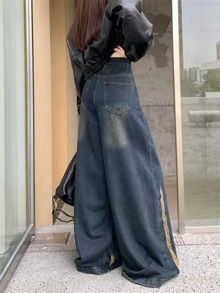 Vintage Streetwear High Waist Wide Leg Jeans