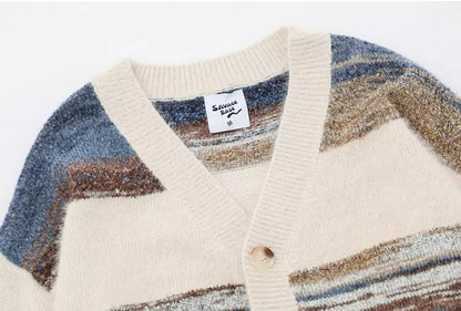 Vintage-Streifen-Strickjacke