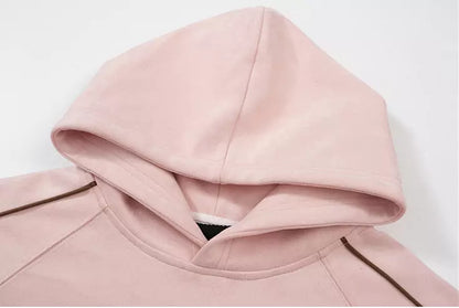 Sudadera vintage versátil de ante bordado