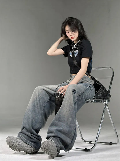 Vintage-Jeans mit gewaschenem, lockerem Schnitt und geradem Bein