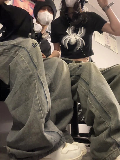 Vintage-Jeans mit gewaschenem, lockerem Schnitt und geradem Bein