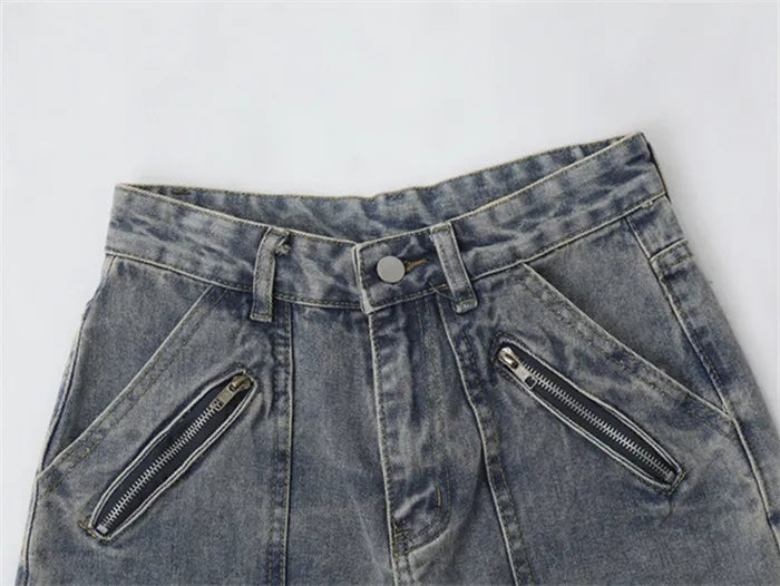 Washed Hip Hop Retro Relaxed Straight Leg Jeans