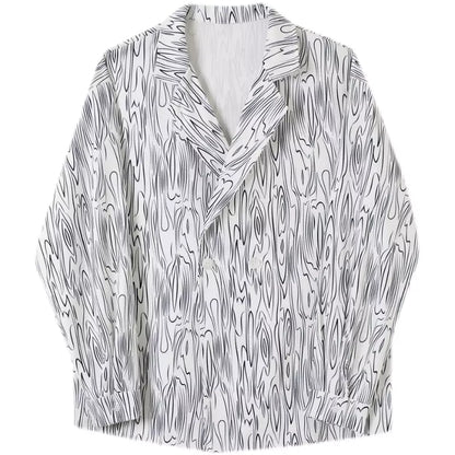 Water Ripple Print Casual Stylish Lapel Shirt for Men