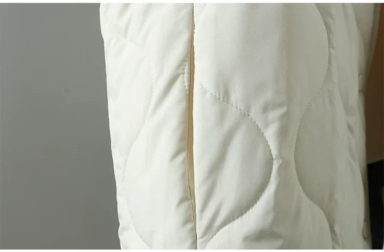 Wavy Quilted Hooded Snap Front Padded Jacket