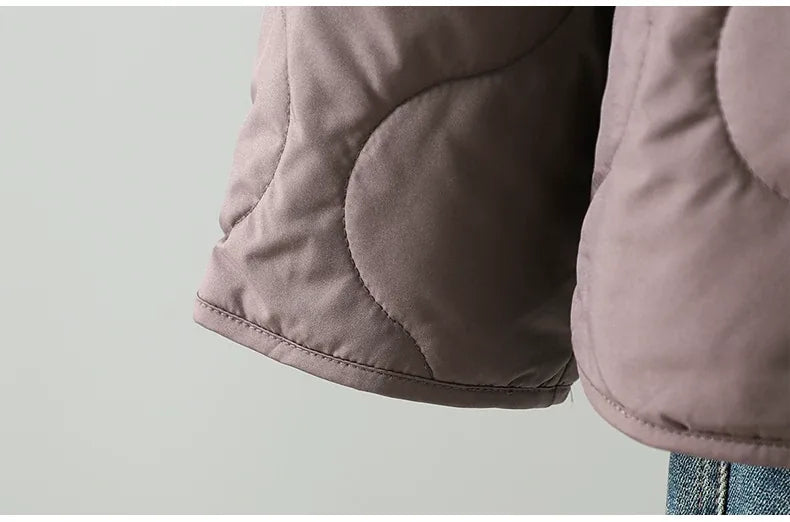 Wavy Quilted Hooded Snap Front Padded Jacket