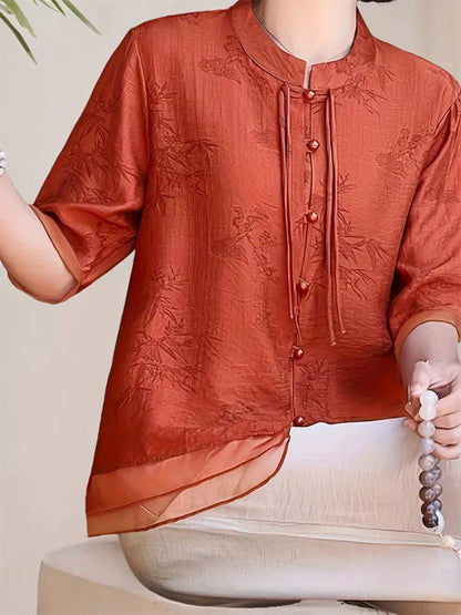 Sommerliches Kurzarmhemd im chinesischen Stil für Damen