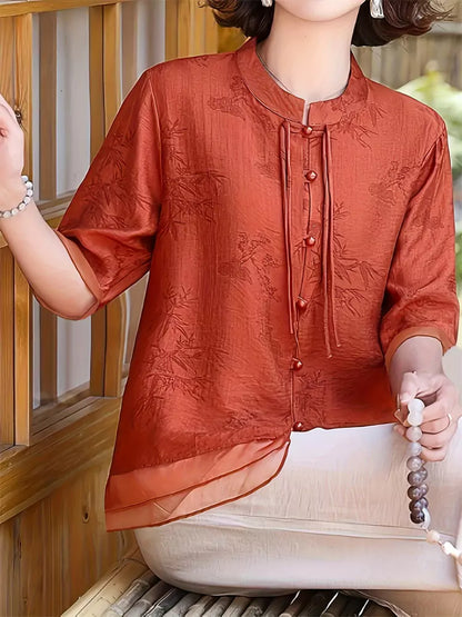 Sommerliches Kurzarmhemd im chinesischen Stil für Damen