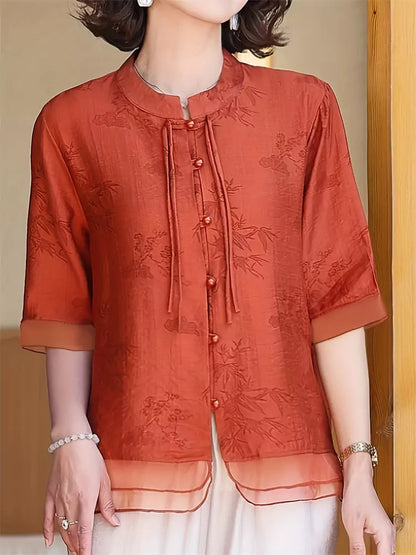 Sommerliches Kurzarmhemd im chinesischen Stil für Damen