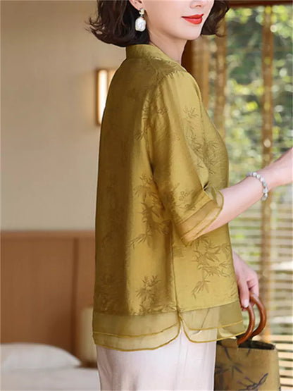 Sommerliches Kurzarmhemd im chinesischen Stil für Damen