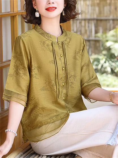 Sommerliches Kurzarmhemd im chinesischen Stil für Damen